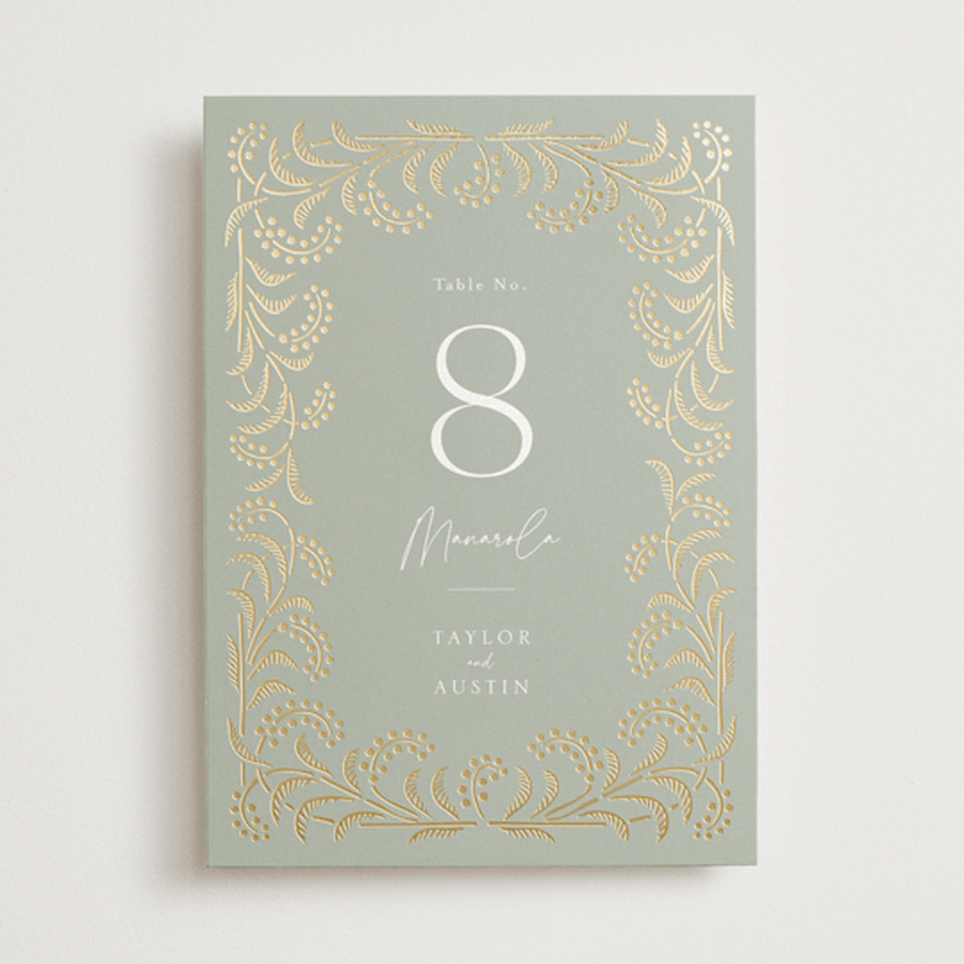 "Riviera" - Table Numbers in Willow by Leia Matt - Front