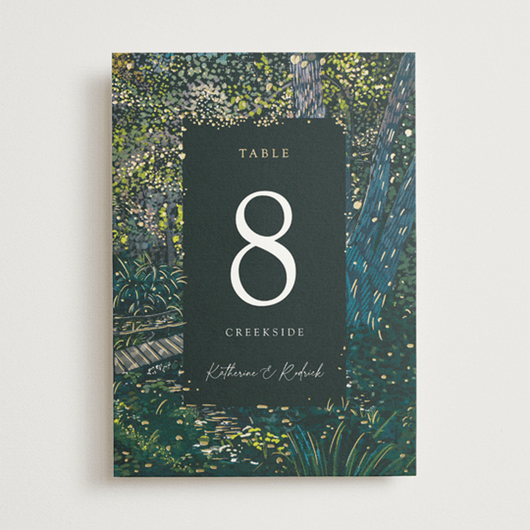 "By the Creek" - Table Numbers in Emerald by Becky Nimoy - Front