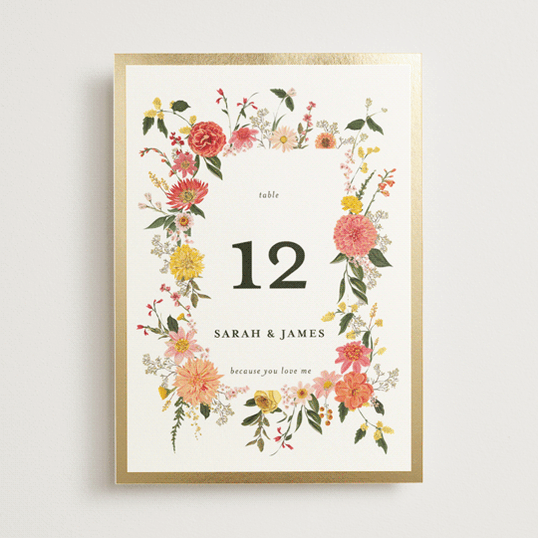 "Enchanting" - Table Numbers in Burgundy by Susan Moyal - Front