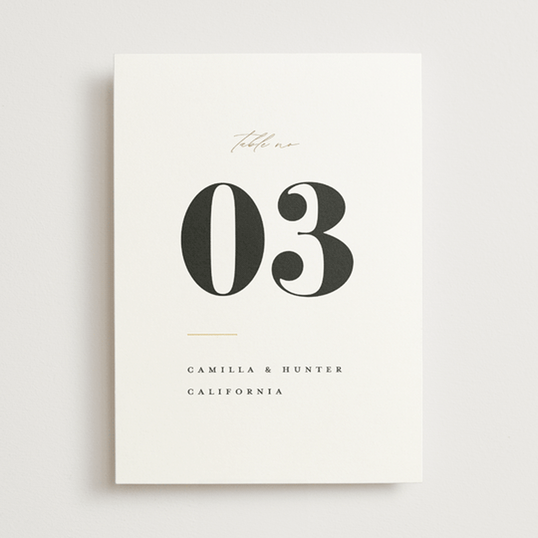"Golden Stamp" - Table Numbers in Snow by FRANI - Front