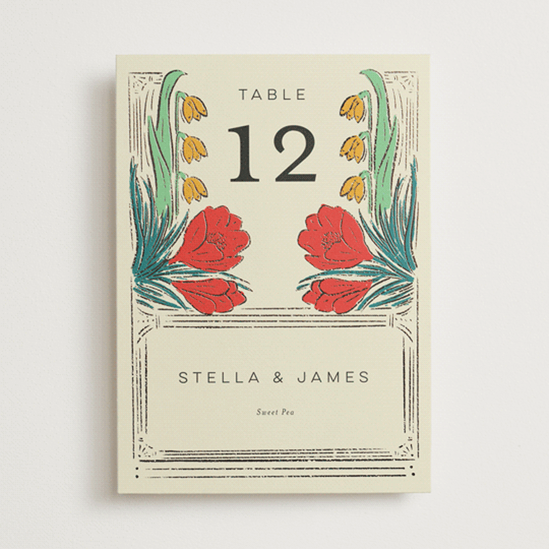 "Deco Spring Florals" - Table Numbers in Birch by Shiny Penny Studio - Front
