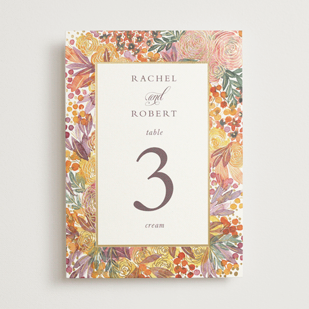 "Autumn flowers" - Table Numbers in Amber by Alexandra Dzh - Front