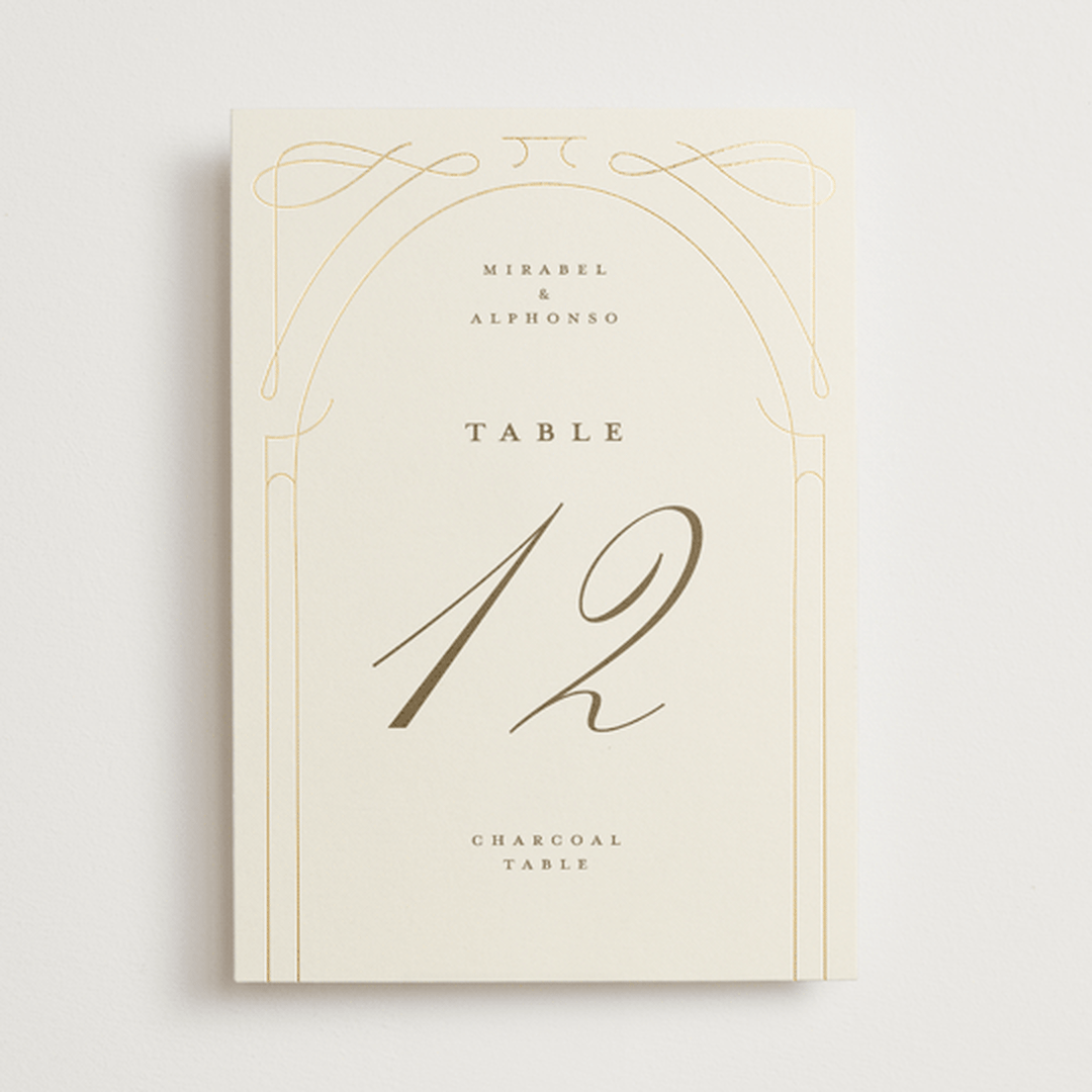 "Simple Art Nouveau" - Table Numbers in Cream by Katie Zimpel - Front