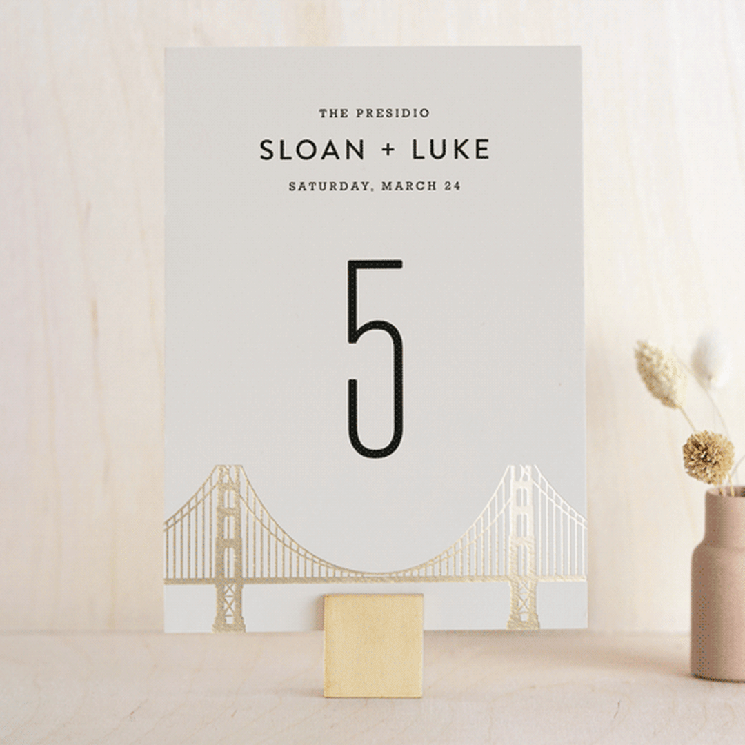 "Golden Gate Bridge" - Table Numbers in Cloud by Hooray Creative - Front