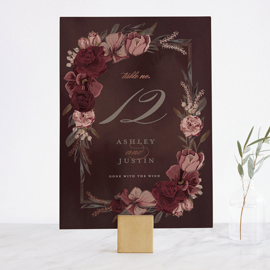 "Verdigris" - Table Numbers in Rose by Susan Moyal - Front