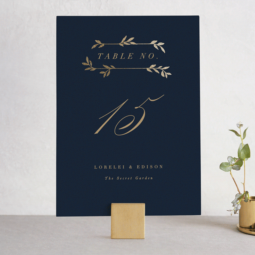 "Botanical Ampersand" - Table Numbers in Navy by Hooray Creative - Front