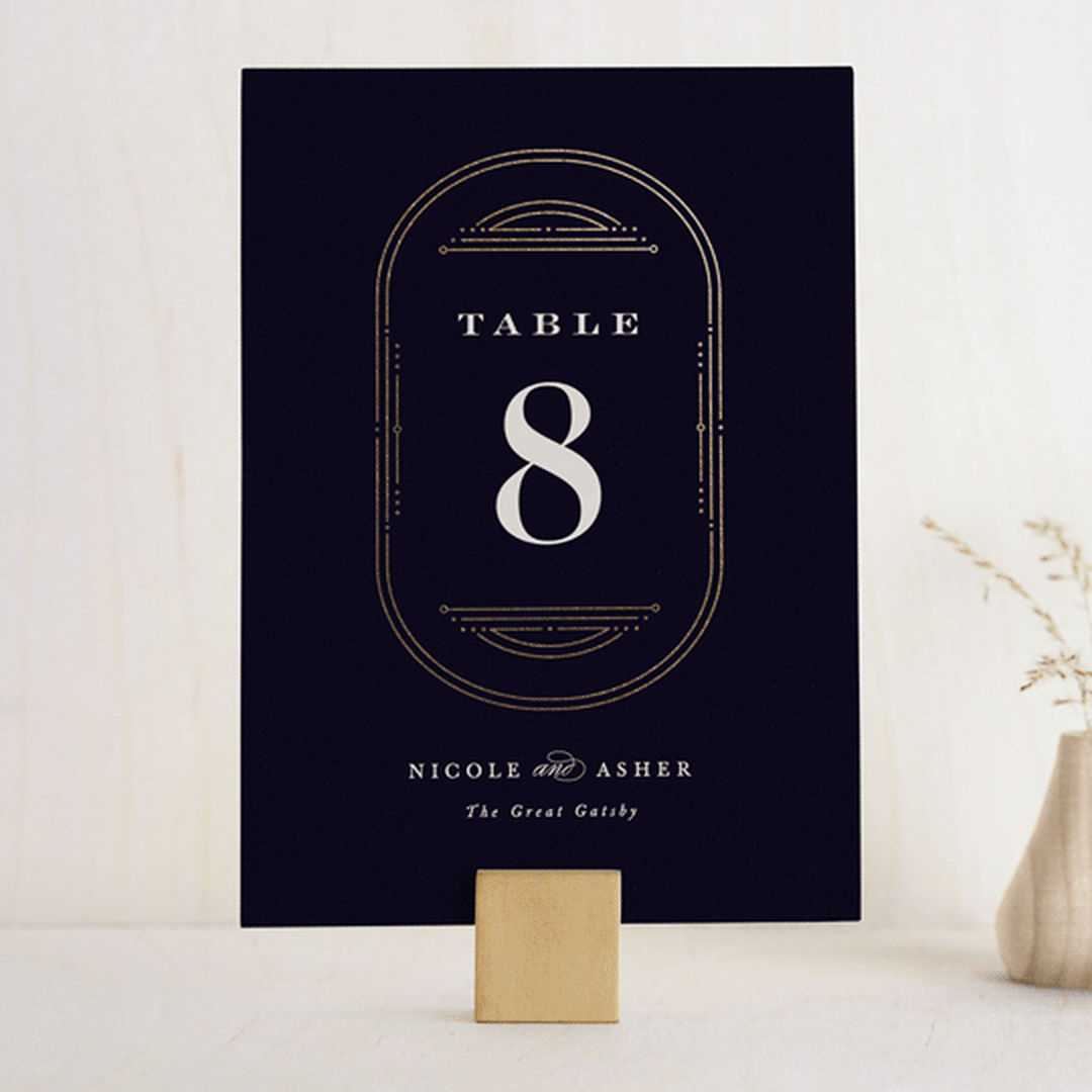 "Modern Deco" - Table Numbers in Midnight by Hooray Creative - Front