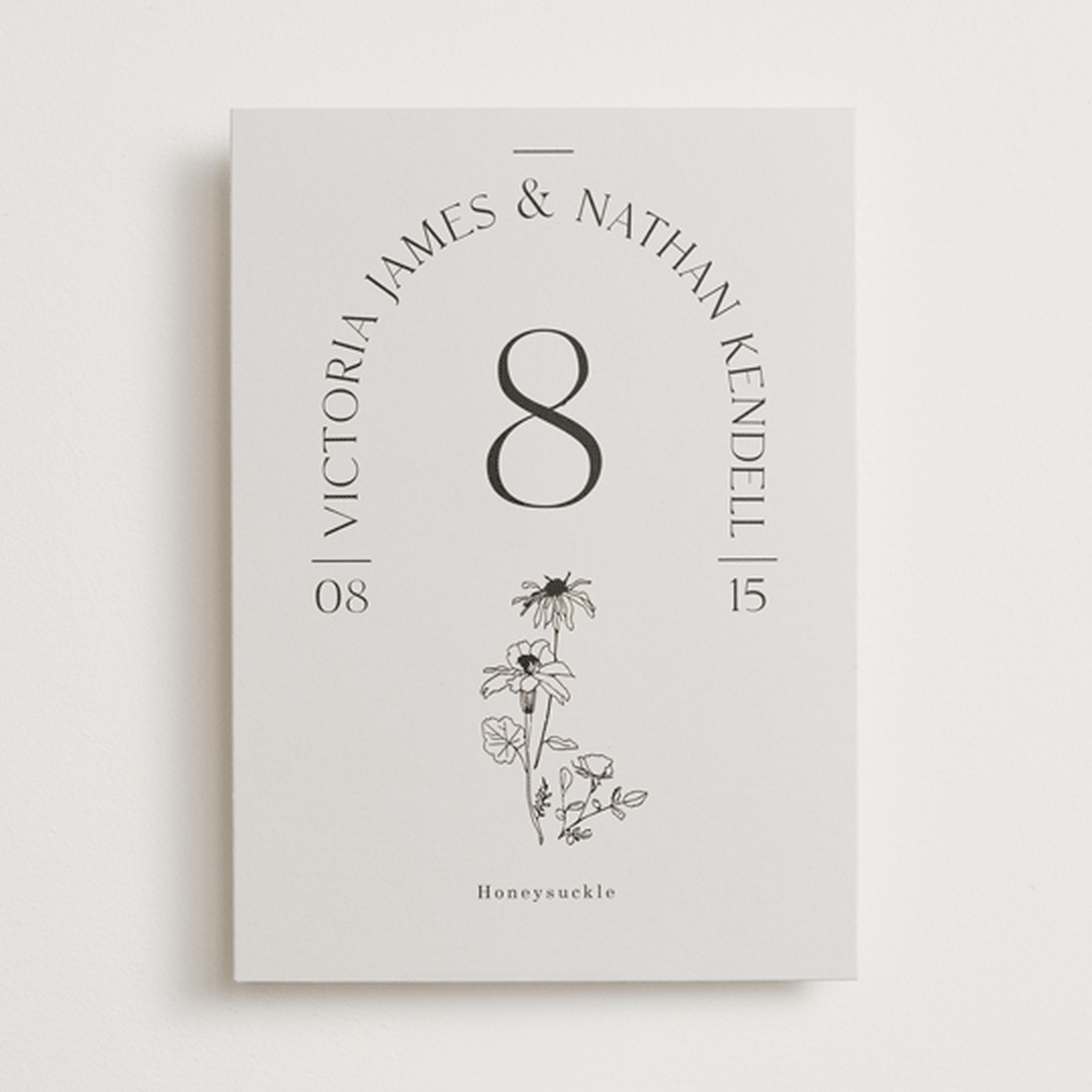"Floral Type Arch" - Table Numbers in Linen by Baumbirdy - Front