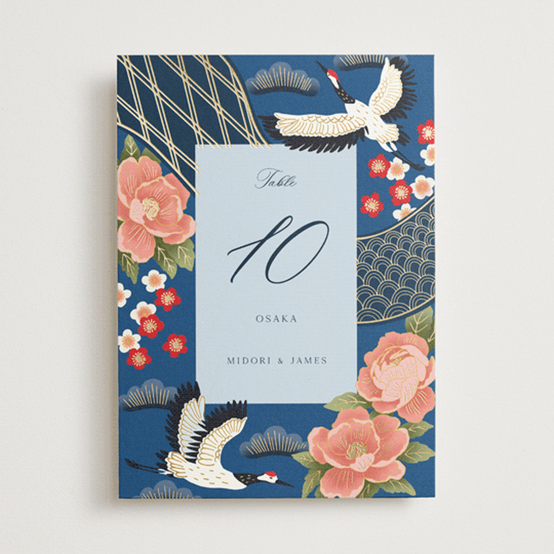 "kimono" - Table Numbers in Ocean by Elly - Front