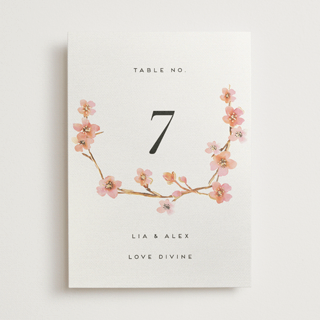 "Love Blossom" - Table Numbers in Blush by Petra Kern - Front