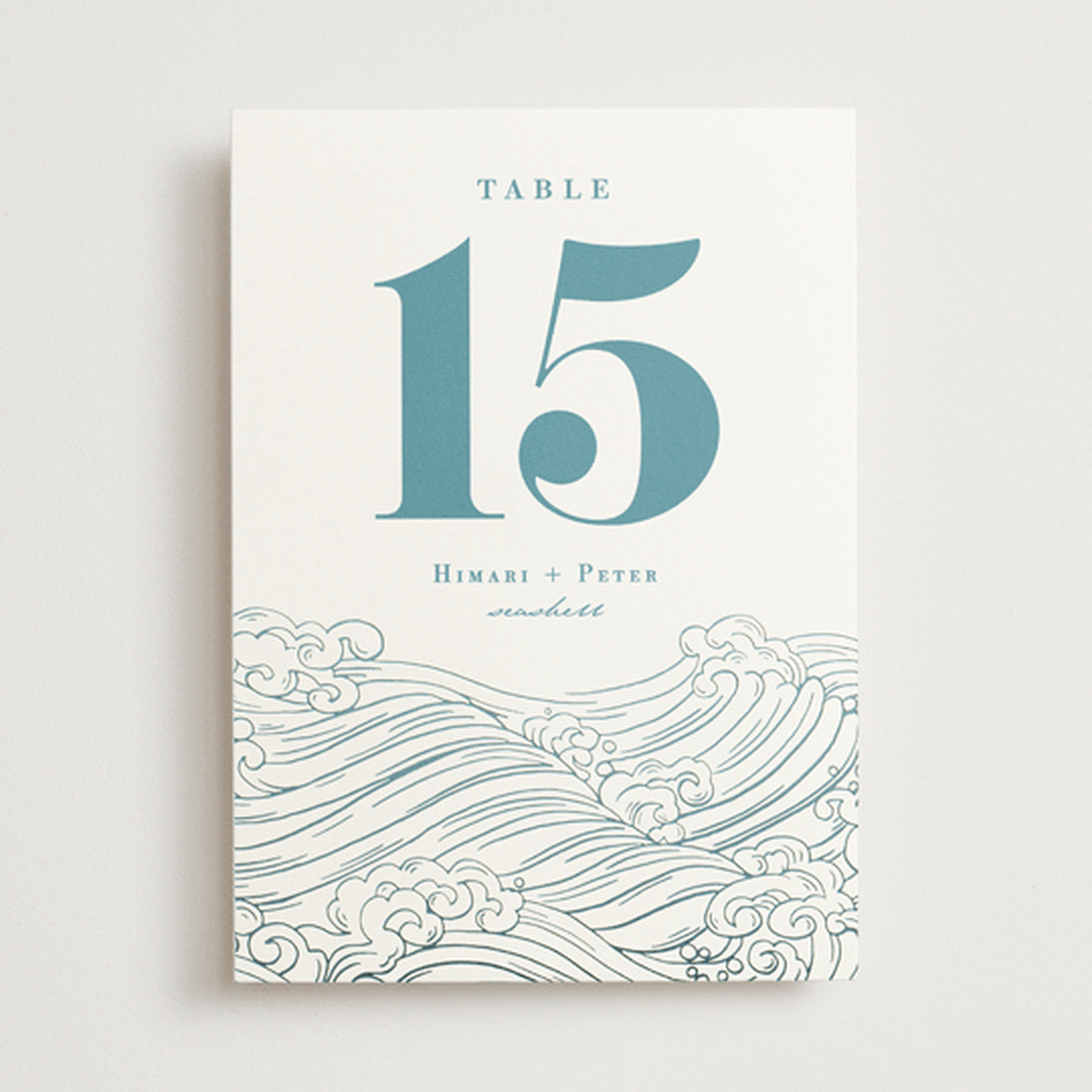 "waves" - Table Numbers in Aqua by Jessie Steury - Front