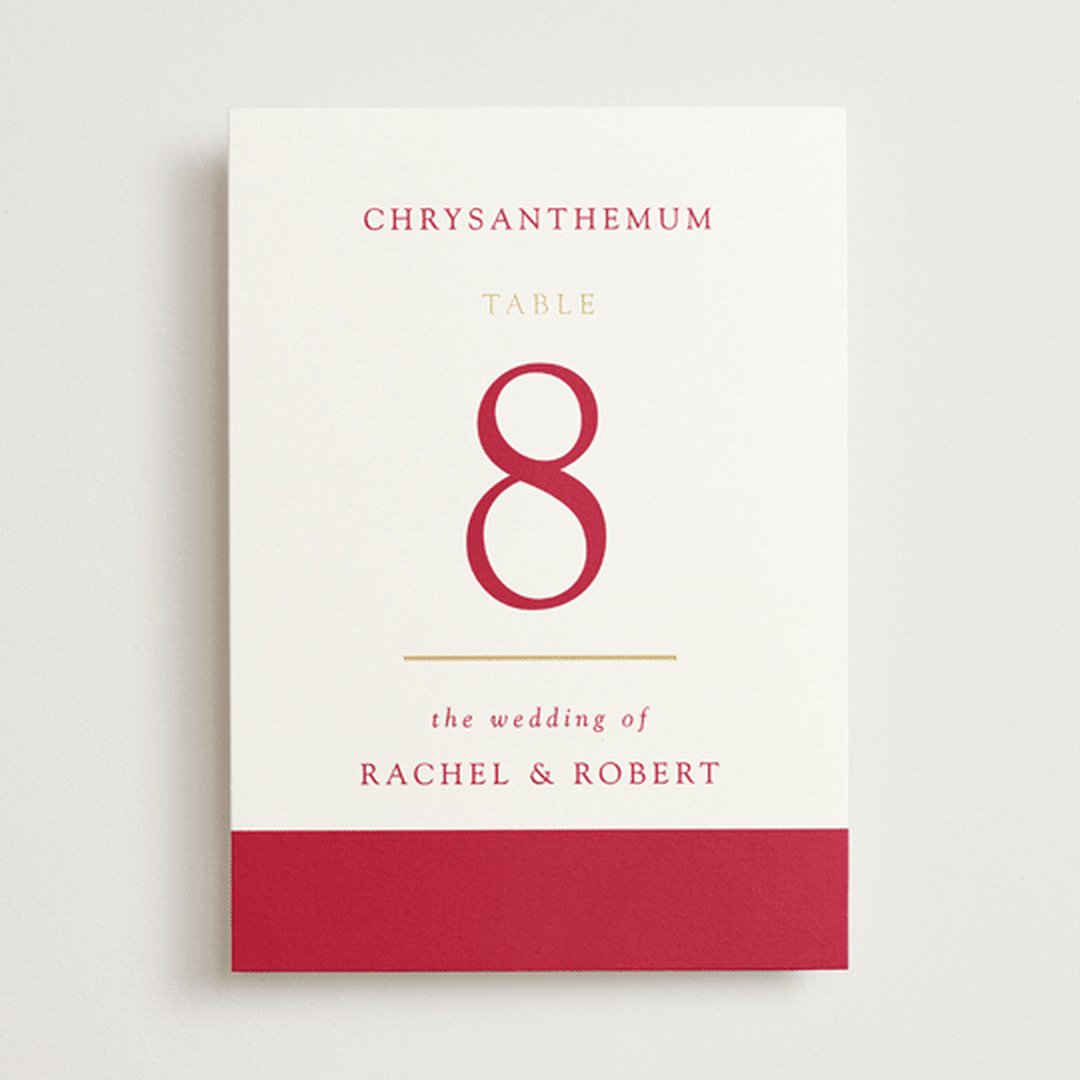 "Double Peony" - Table Numbers in Ruby by Janean Hinger - Front