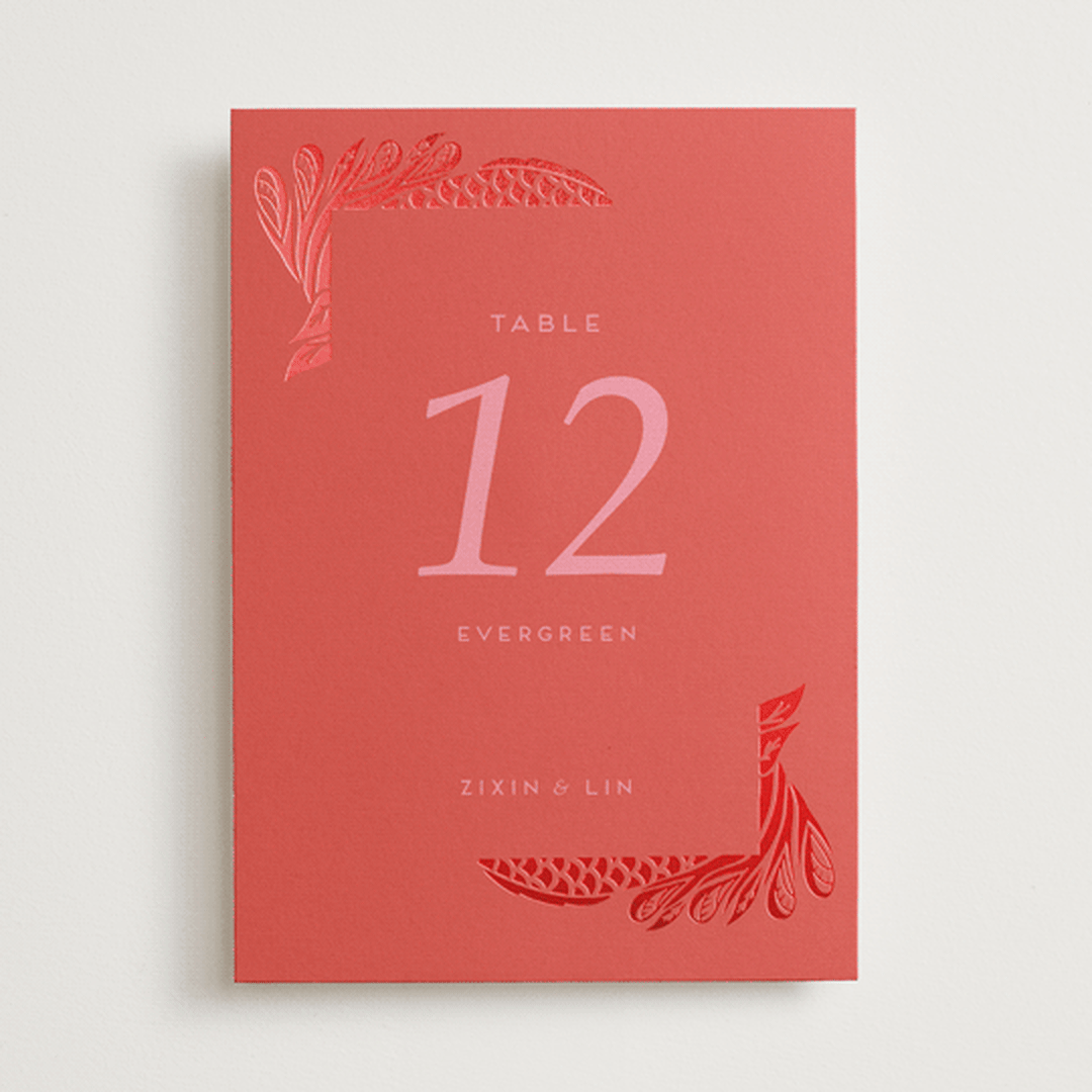 "Fiery" - Table Numbers in Ruby by Ghia Designs - Front