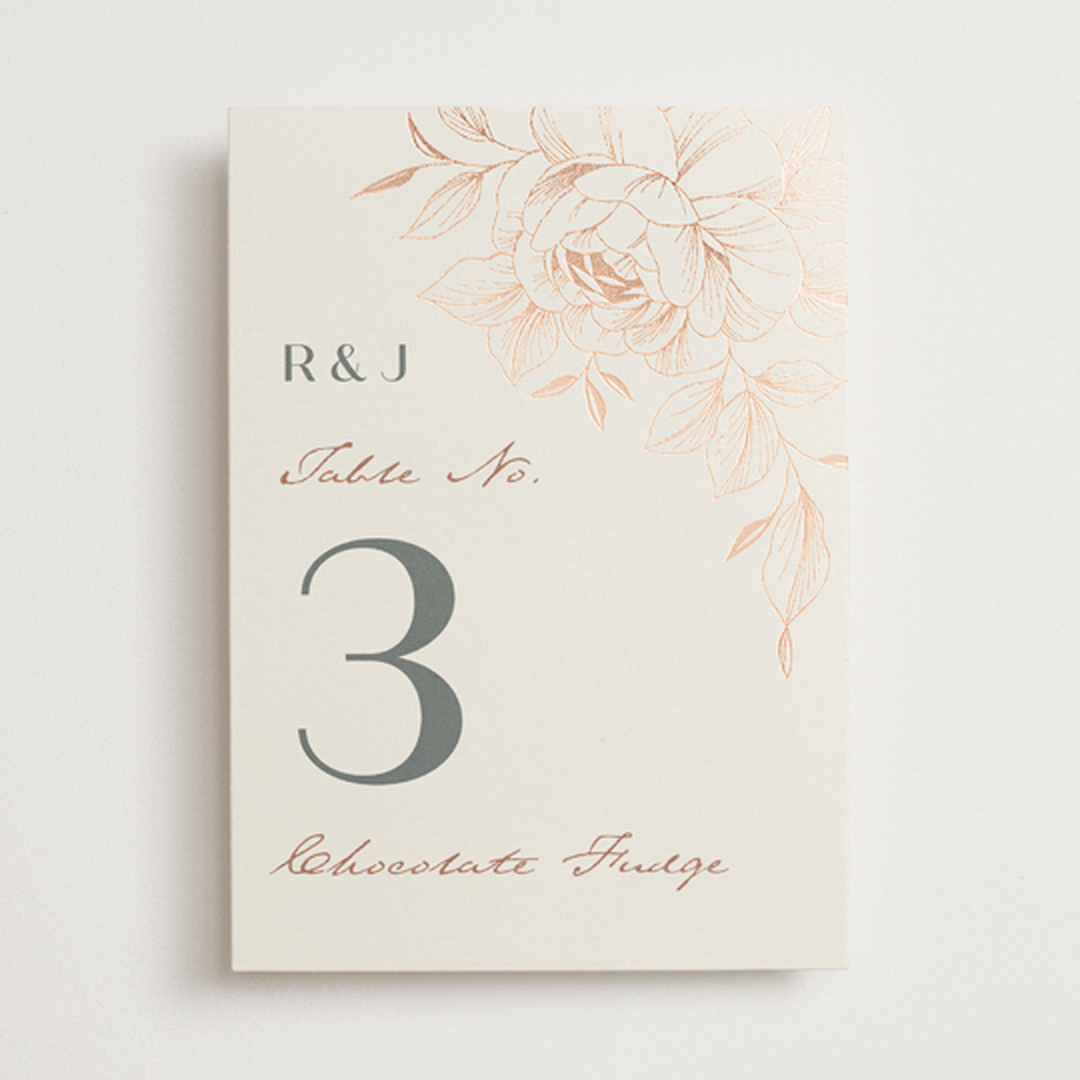 "Lovely" - Table Numbers in Creme by Stardust Design Studio - Front