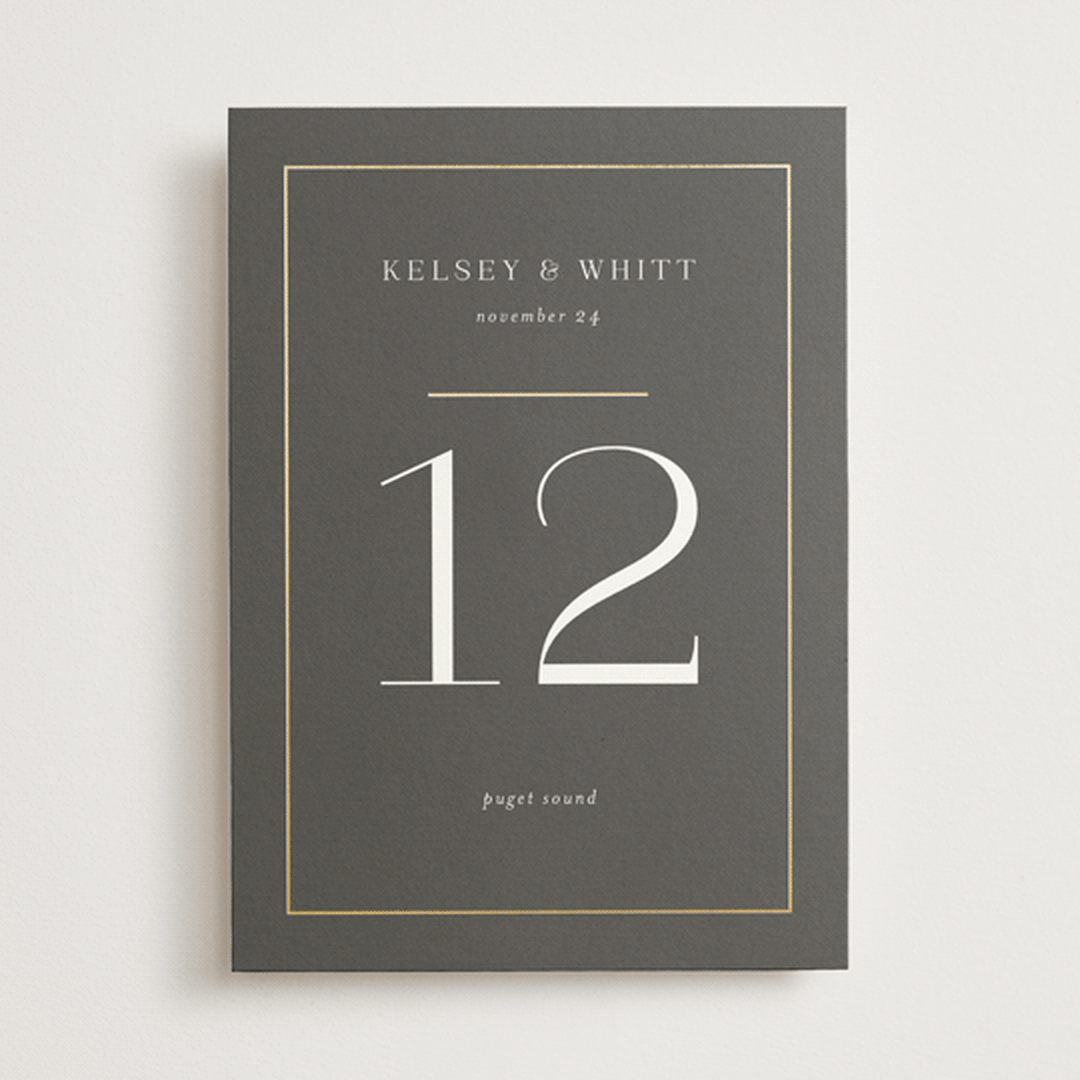 "Over Monogram" - Table Numbers in Stormy by Jessica Williams - Front