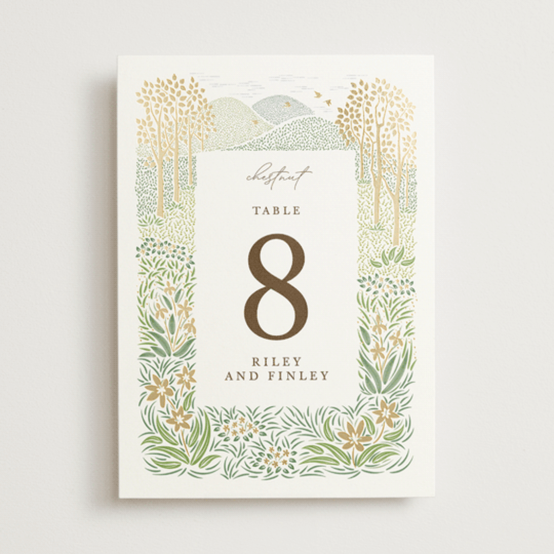 "In the country" - Table Numbers in Forest by Paper Sun Studio - Front