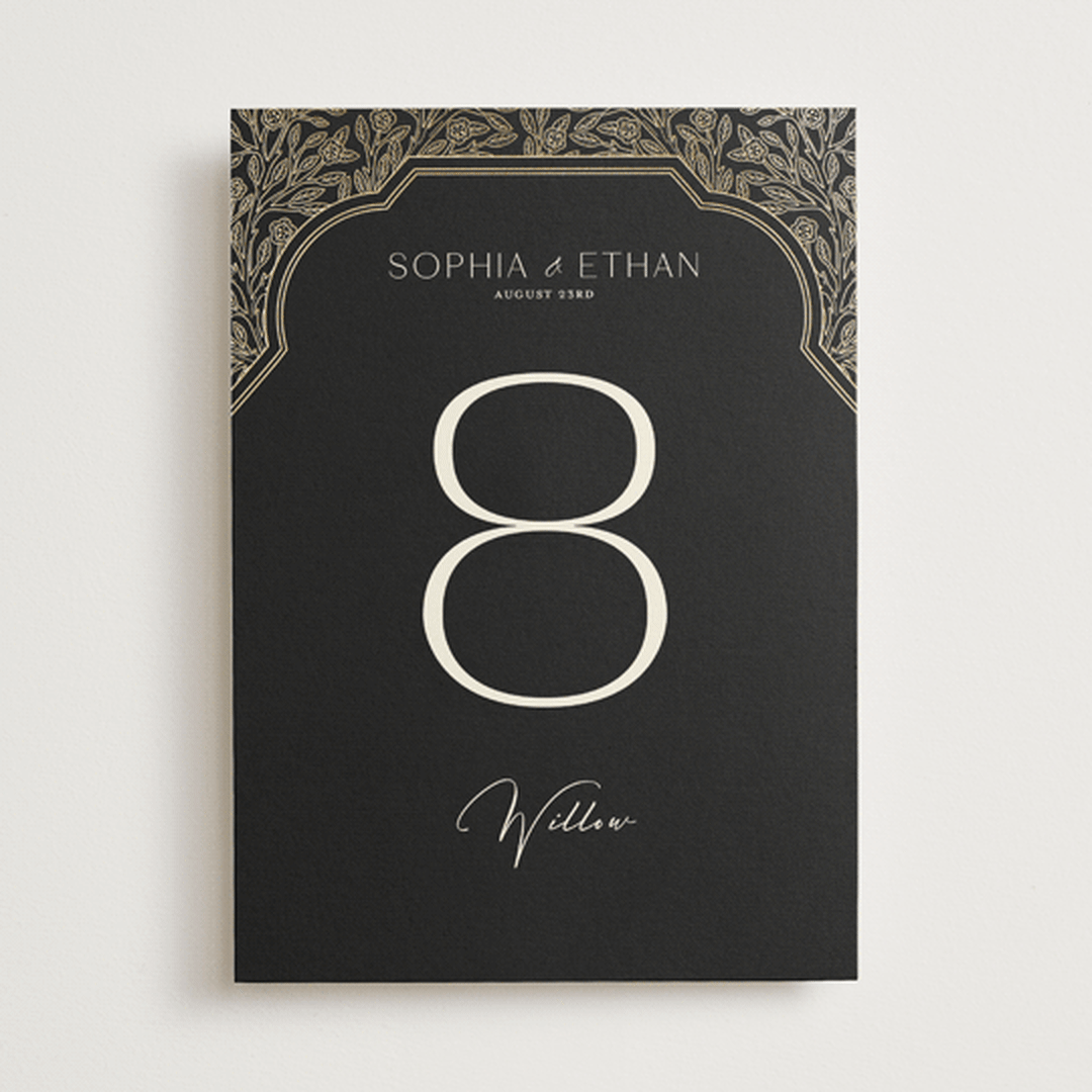 "Heirloom Branches" - Table Numbers in Midnight by GeekInk Design - Front