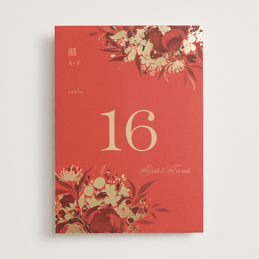 "Happiness" - Table Numbers in Cherry by Shannon Chen of Four Wet Feet Studio - Front