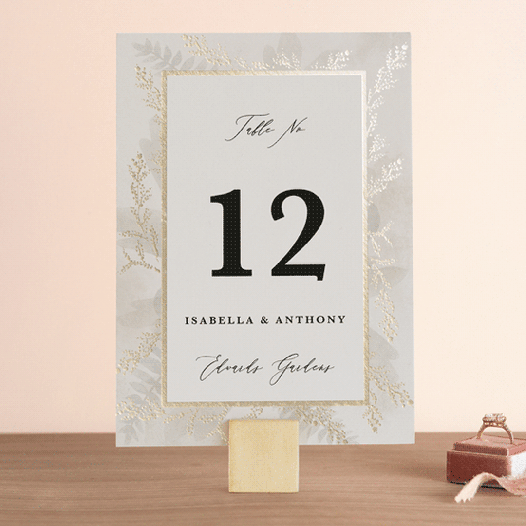 "Roses & Greenery" - Table Numbers in Aubergine by Susan Moyal - Front