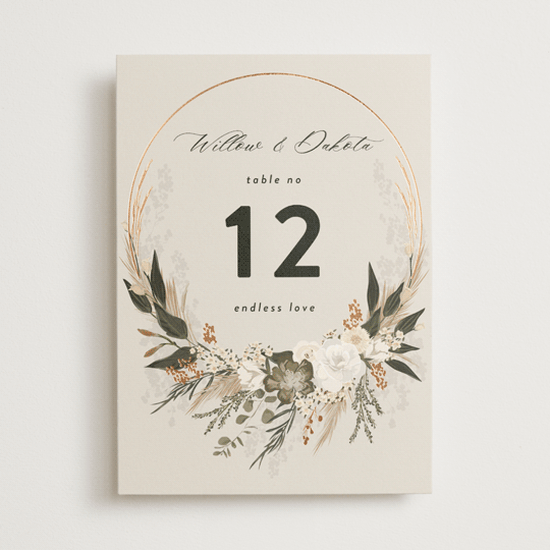 "Botanical Edge" - Table Numbers in Latte by Susan Moyal - Front