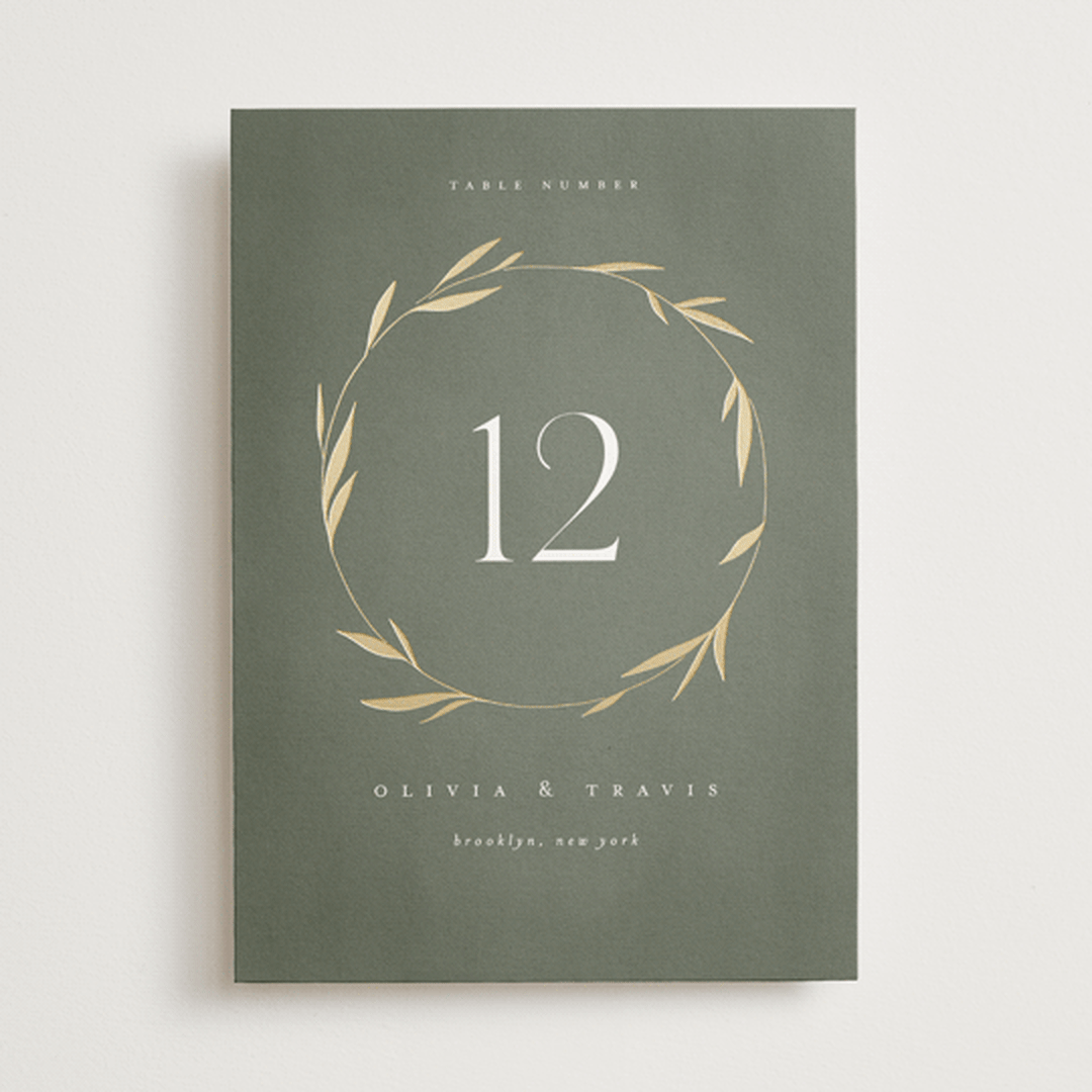 "Minimal Circle" - Table Numbers in Moss by Kelly Schmidt - Front