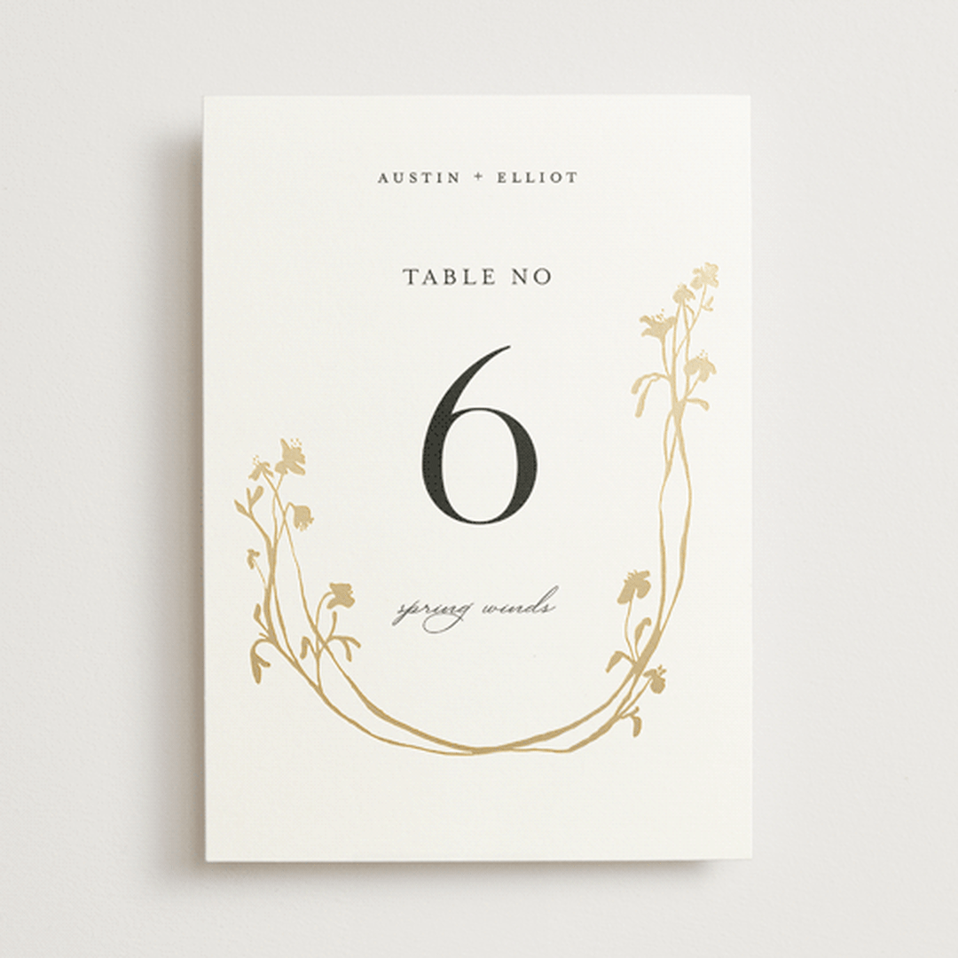"Floral Enlace" - Table Numbers in Blanc by Pati Cascino - Front