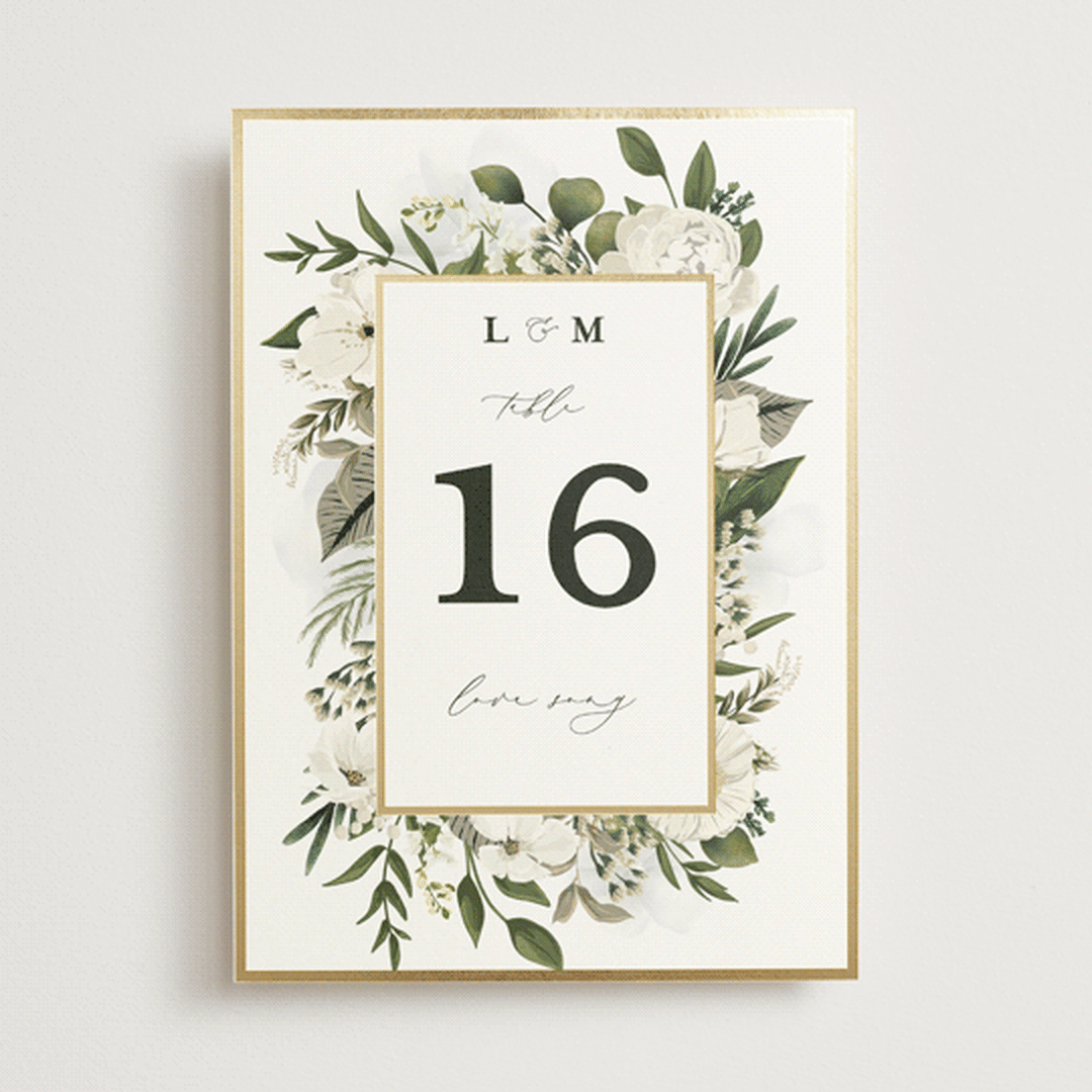 "Classic Love" - Table Numbers in Vanilla by Susan Moyal - Front