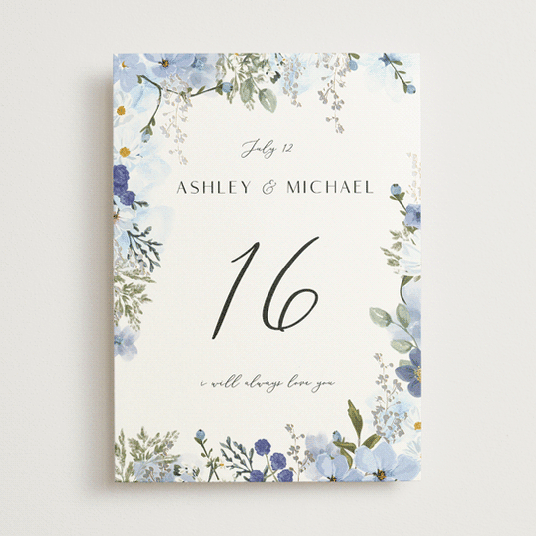 "Layered florals" - Table Numbers in Serenity by Susan Moyal - Front