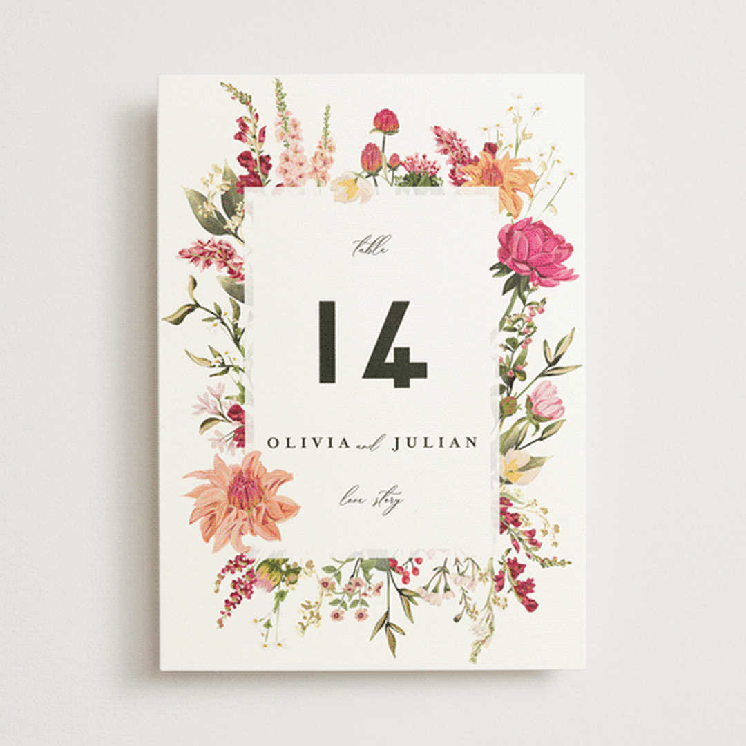 "Lush" - Table Numbers in Magenta by Susan Moyal - Front