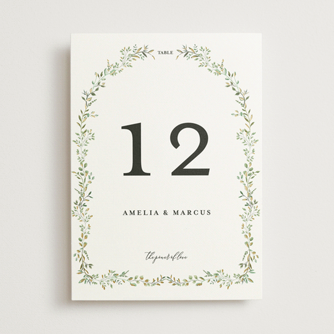"Monogramed Arch" - Table Numbers in Mojito by Susan Moyal - Front