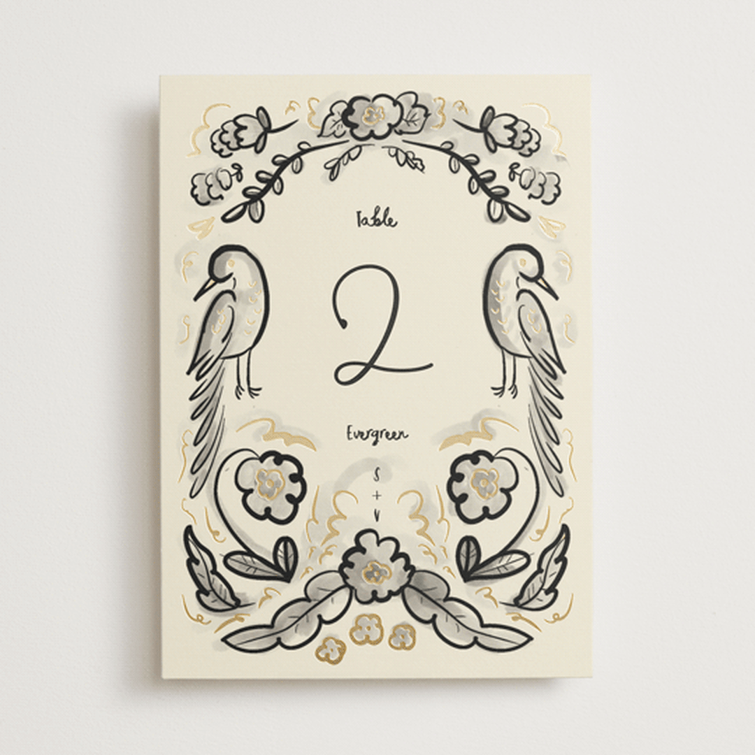 "Santa Catalina" - Table Numbers in Ink Wash by Ani Somi - Front