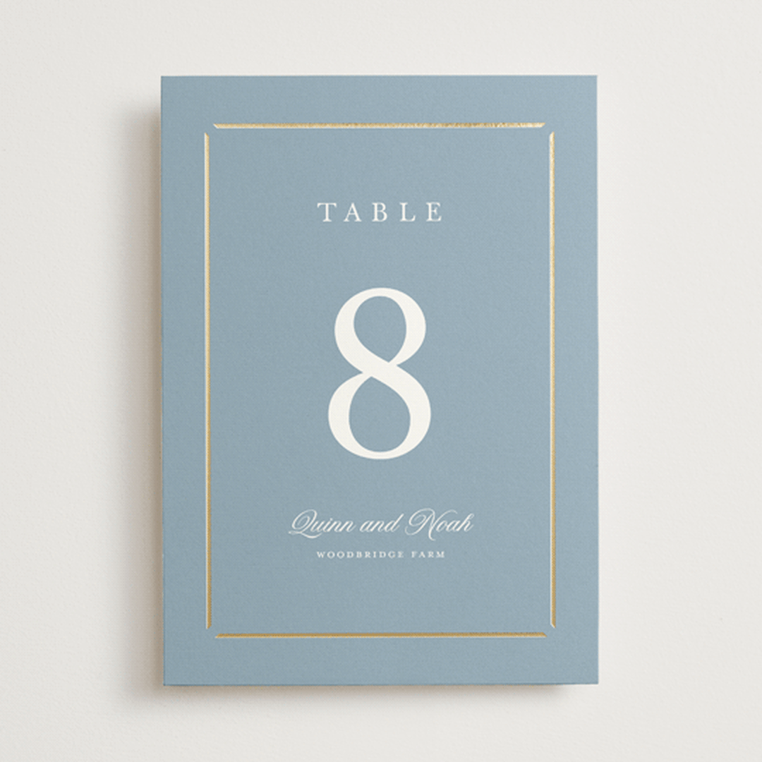 "Elegant bevel" - Table Numbers in Dusty Blue by Stacey Meacham - Front