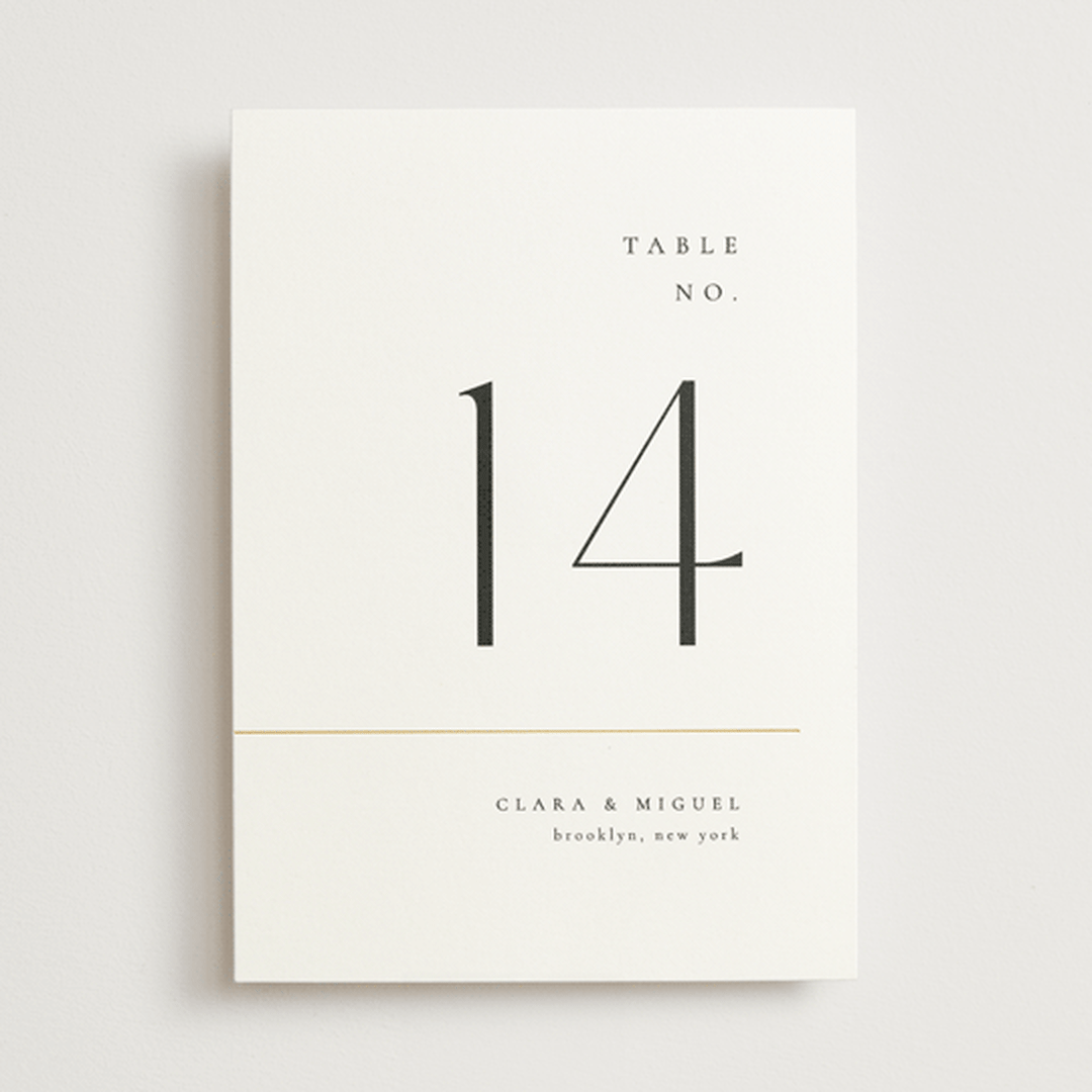 "Golden Ampersand" - Table Numbers in Silk by Kelly Schmidt - Front