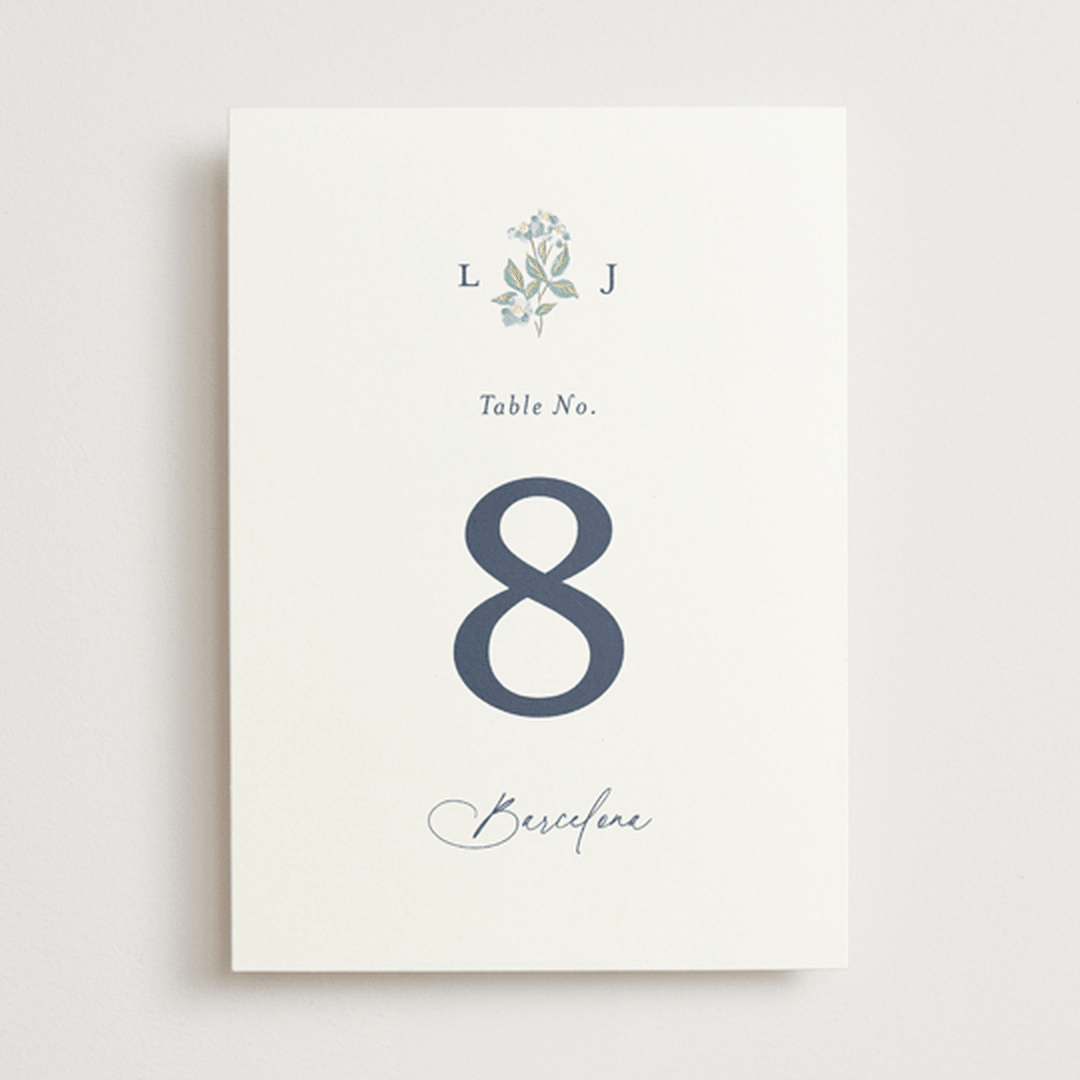 "Climbing Florals" - Table Numbers in Sapphire by Olivia Raufman - Front