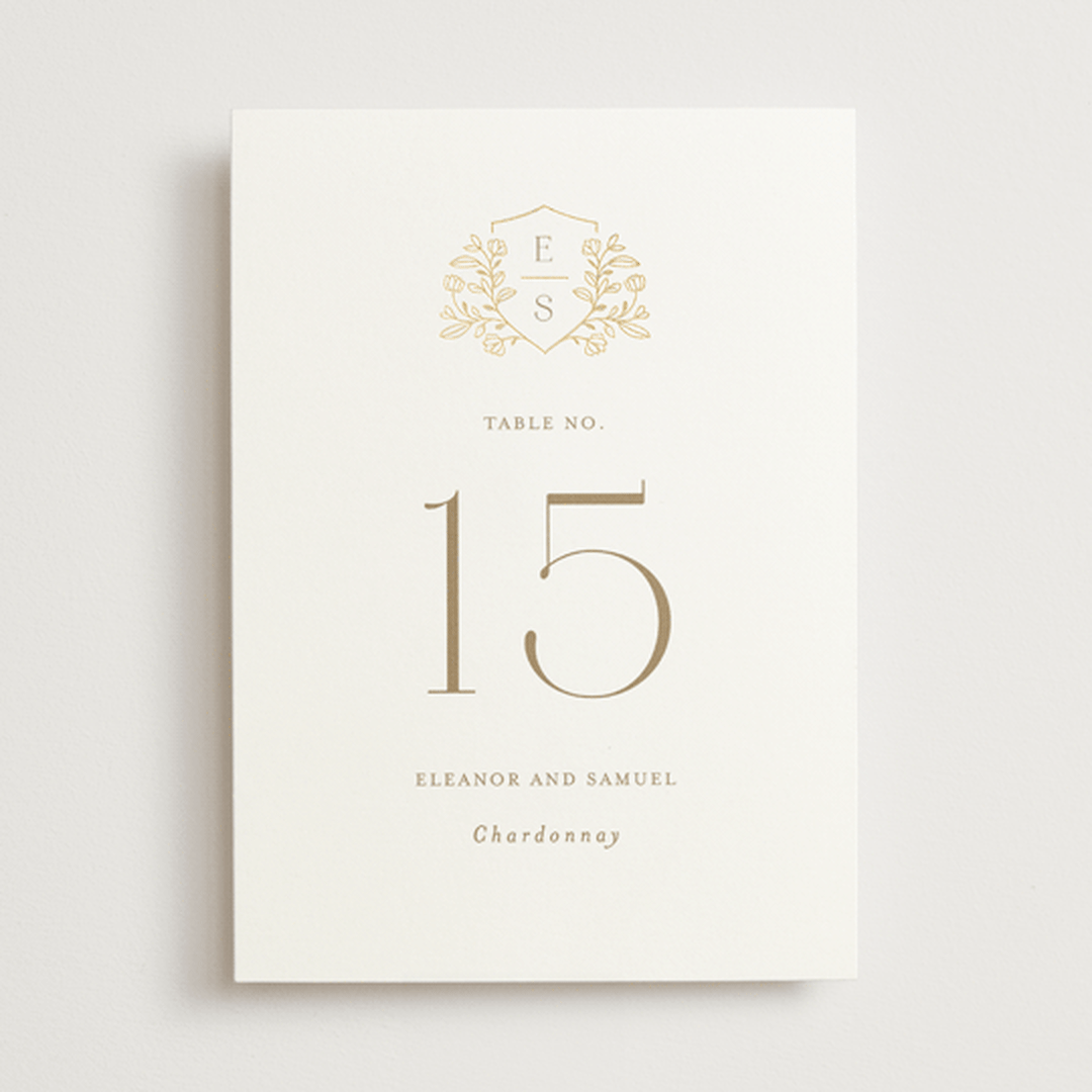 "Gold Crest" - Table Numbers in Ivory by Mansi Verma - Front