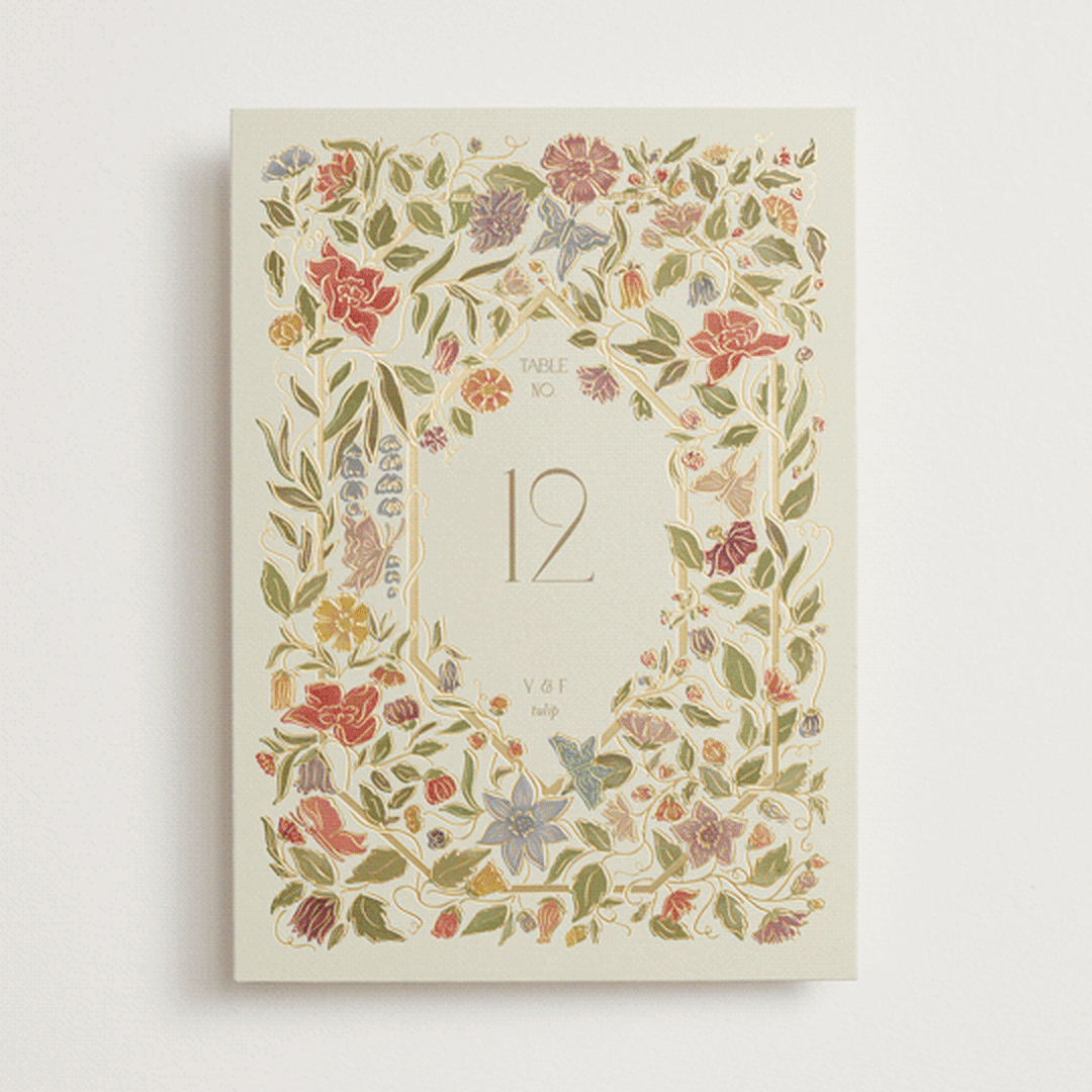 "Radiant Botany" - Table Numbers in Mint by Simona Camp - Front