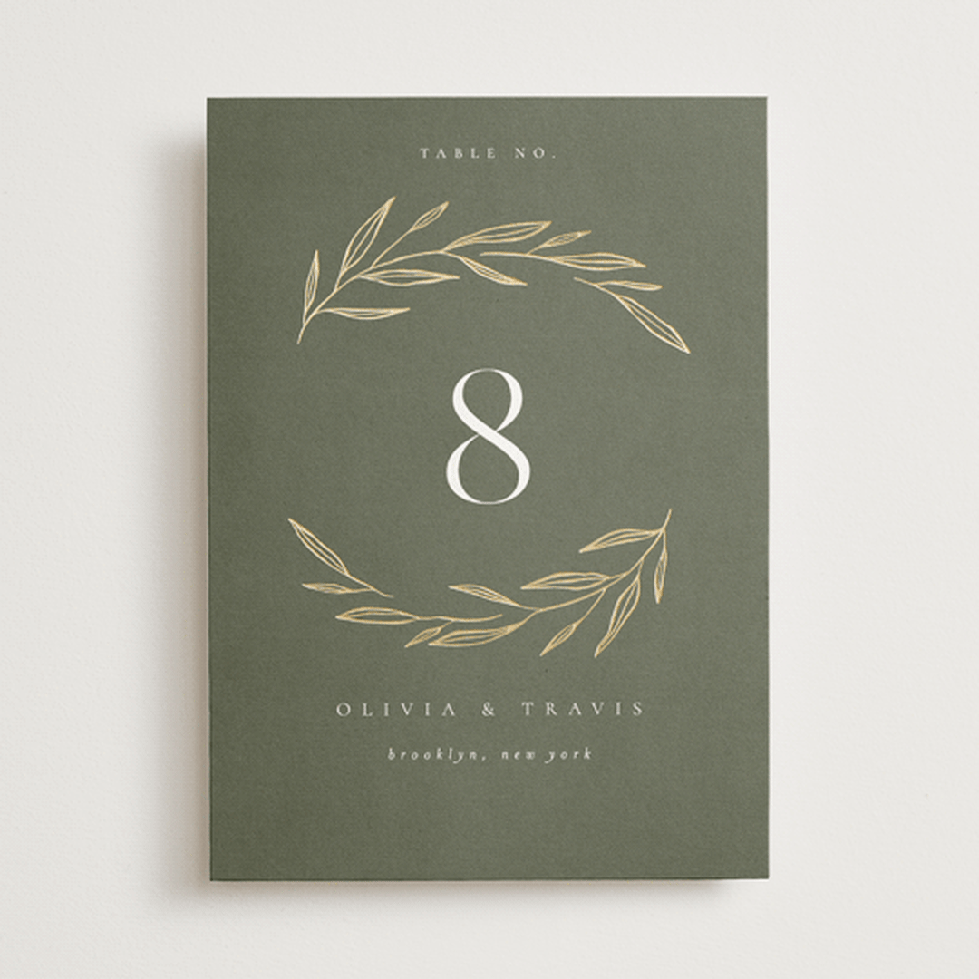 "Leaves" - Table Numbers in Moss by Kelly Schmidt - Front
