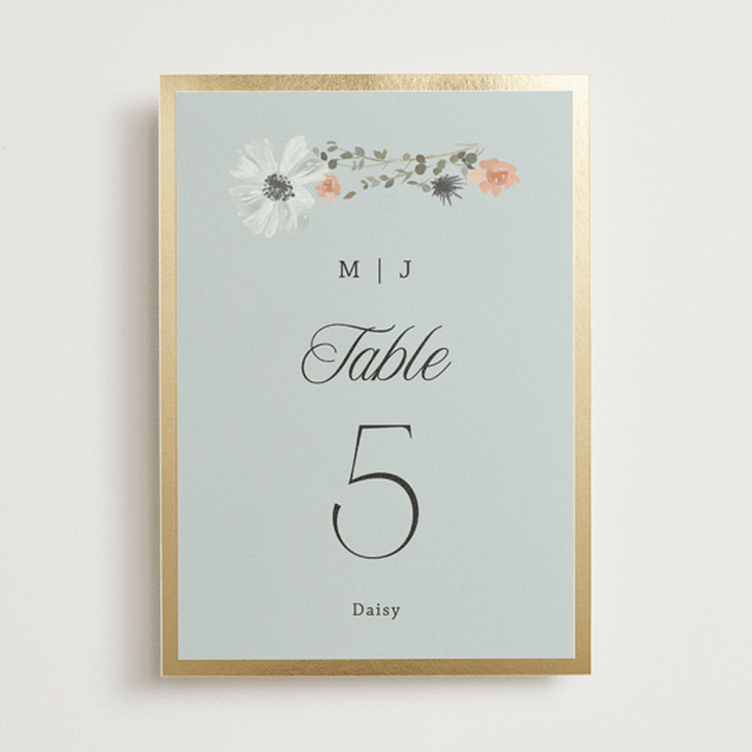 "Blue Garden" - Table Numbers in Mist by Hannah Williams - Front