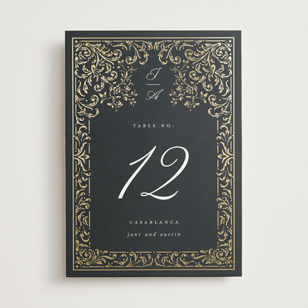 "Regency Grace" - Table Numbers in Onyx by Ana de Sousa - Front