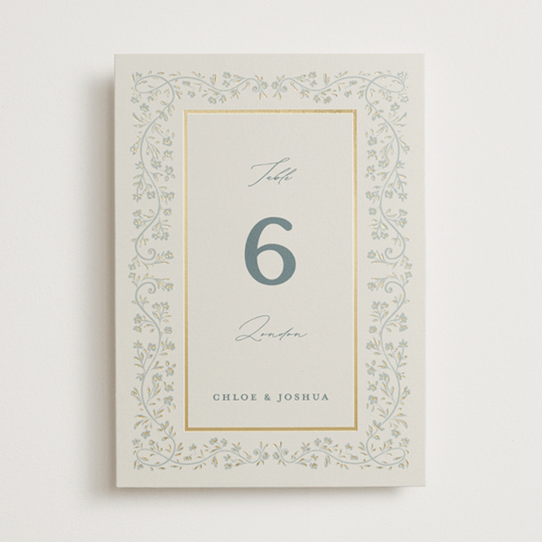"Floral Romance" - Table Numbers in Something Blue by Gwen Bedat - Front
