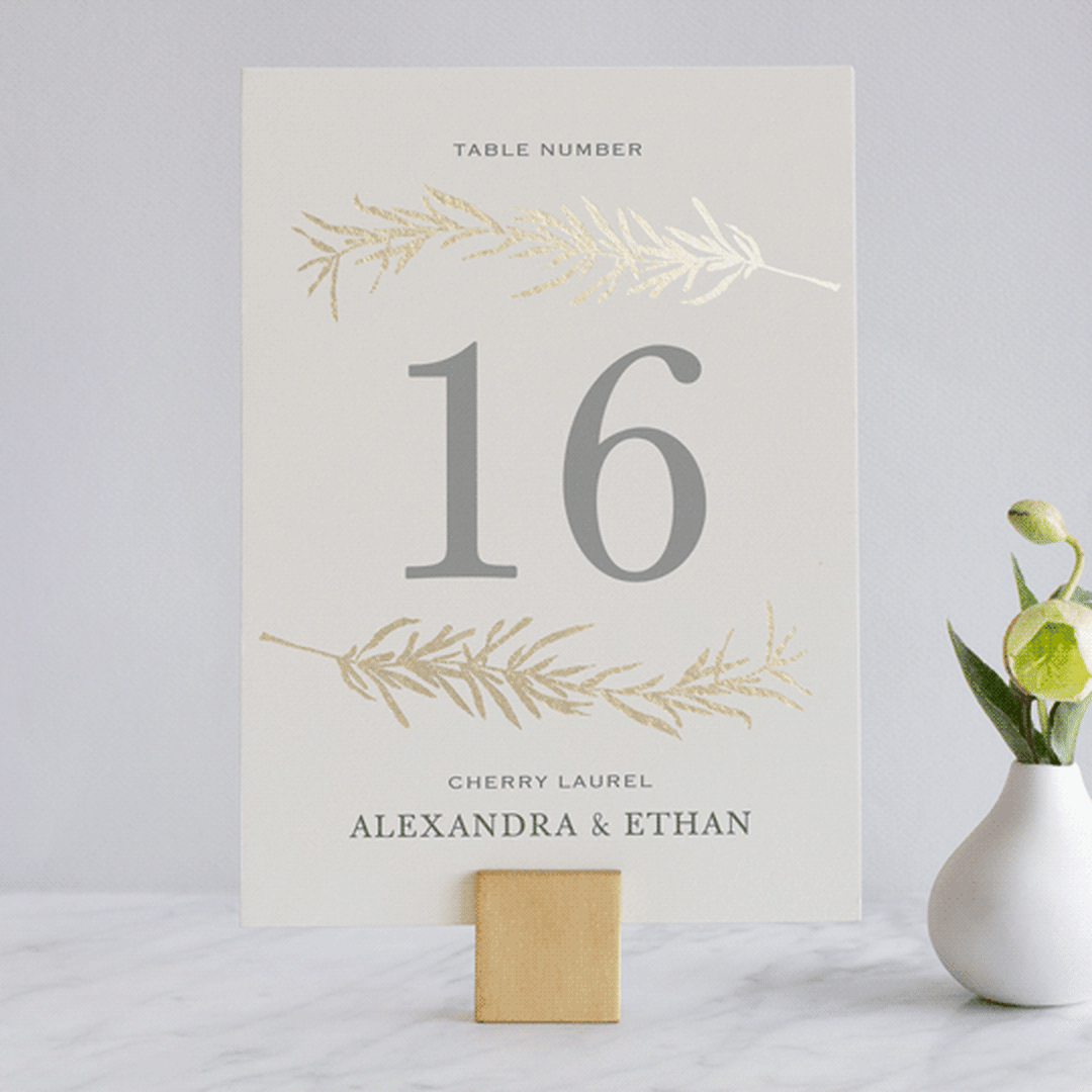 "Simple Sprigs" - Table Numbers in Golden by Erin Deegan - Front