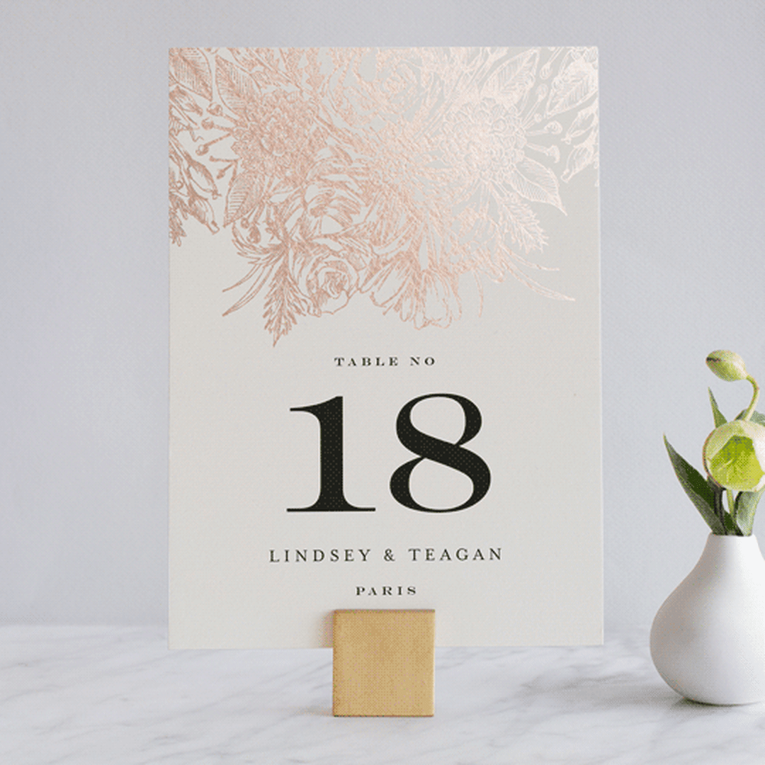 "Sketched Bouquet" - Table Numbers in Petal by Phrosné Barwood - Front