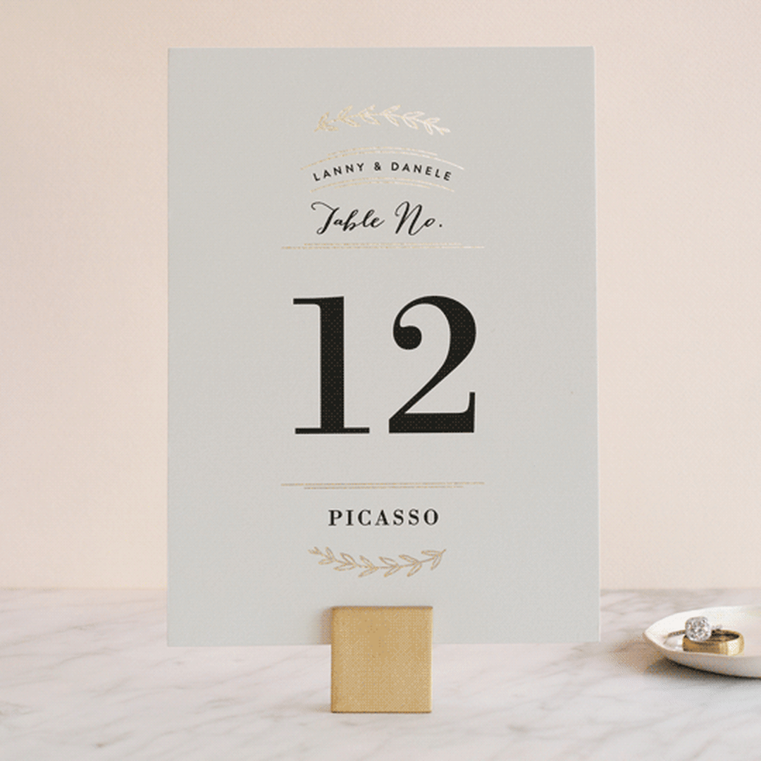 "Elegant Announcement" - Table Numbers in Vanilla by Kelly Schmidt - Front