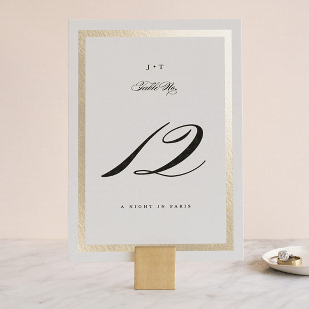 "Lasting love" - Table Numbers in Gold by Stacey Meacham - Front