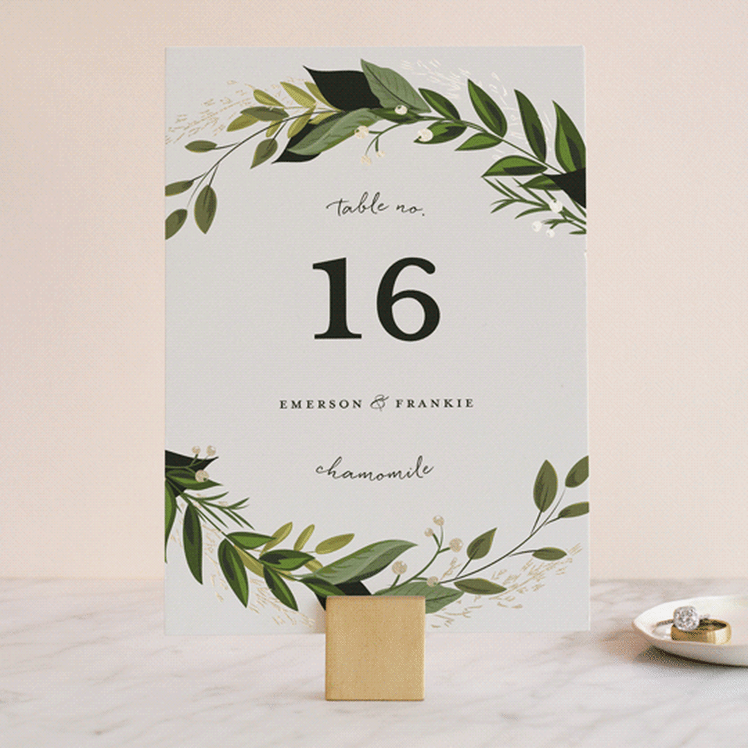 "Vines of Green" - Table Numbers in Fern by Susan Moyal - Front