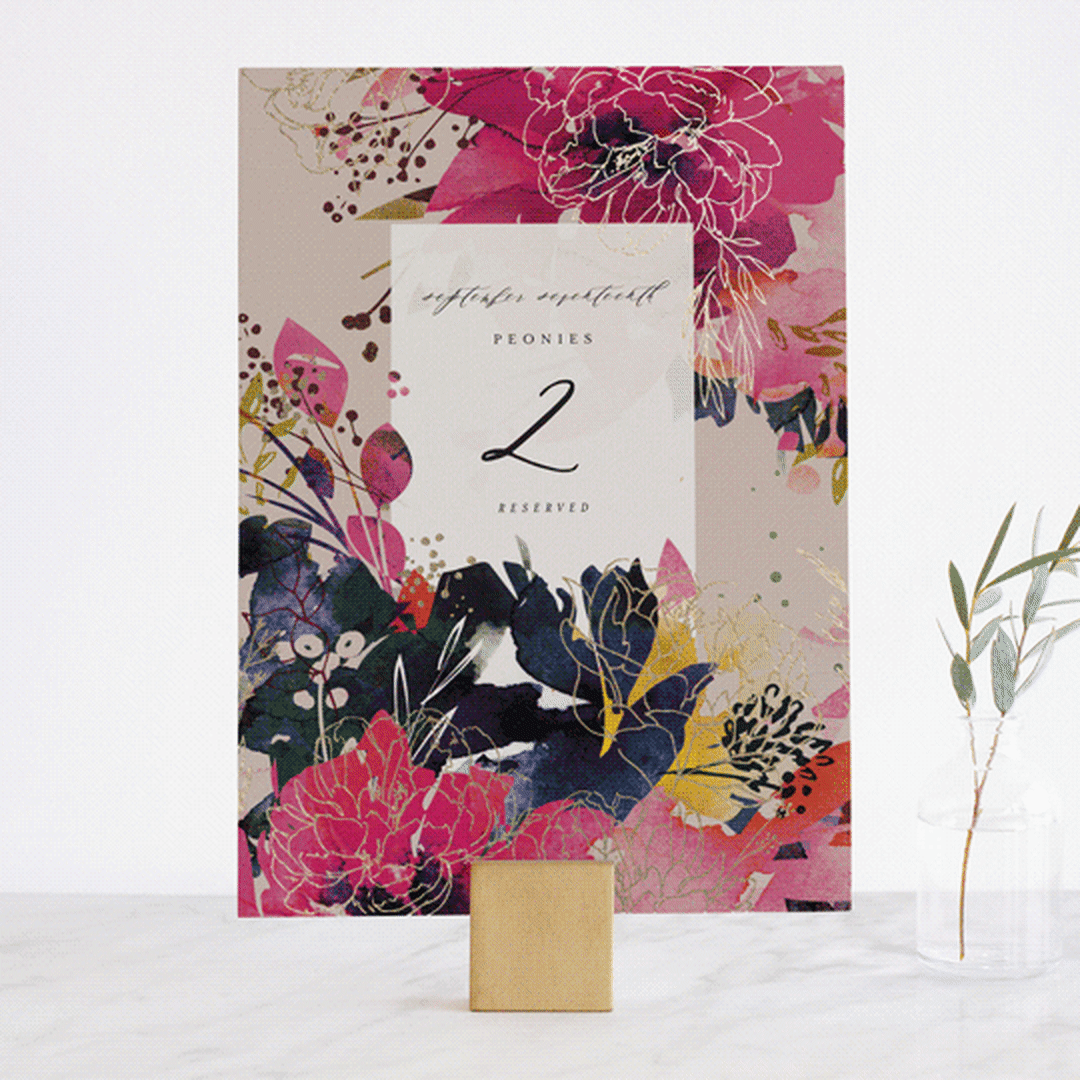 "Blooming Beauty" - Table Numbers in Tan by Lori Wemple - Front