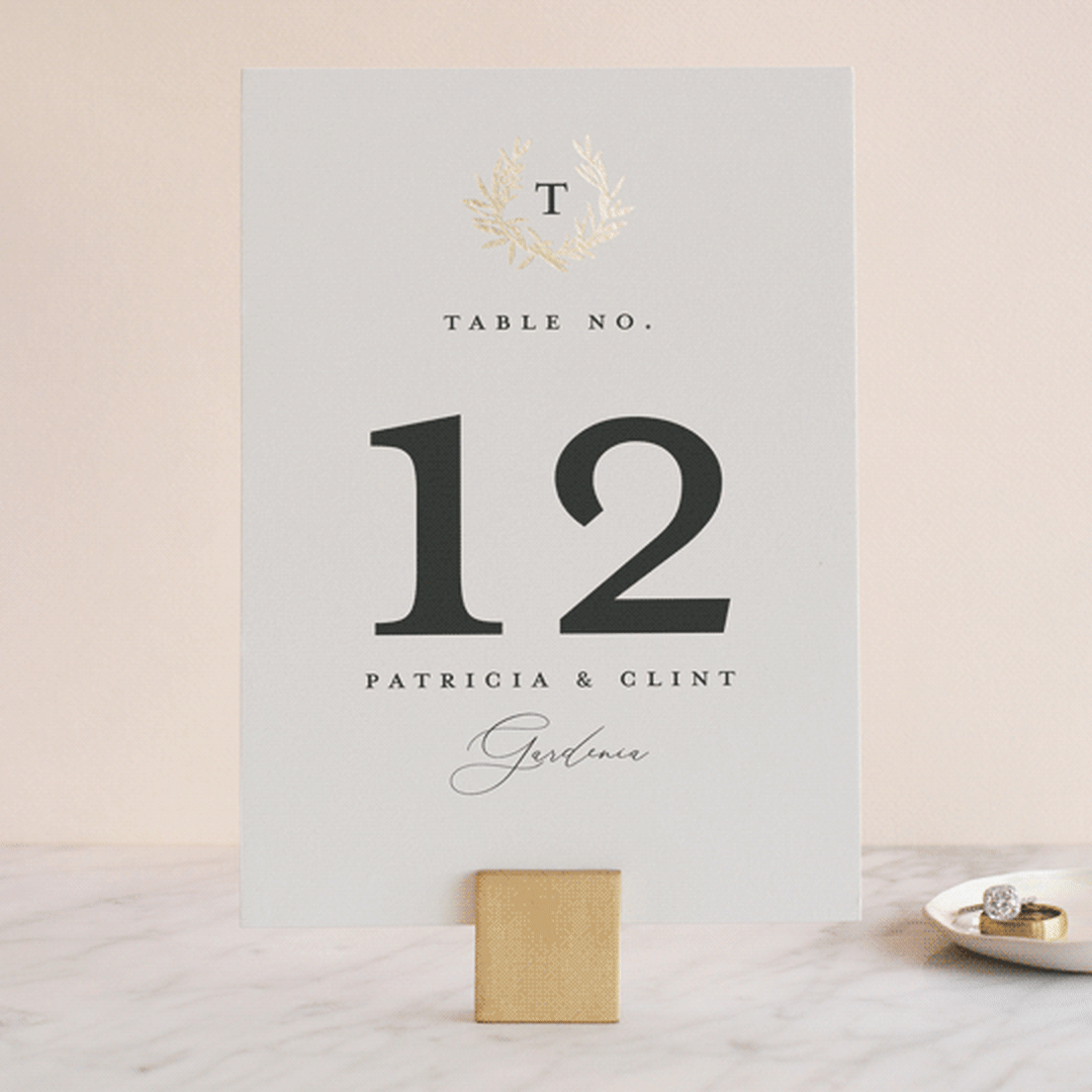"laurel monogram" - Table Numbers in Cotton by Stacey Meacham - Front