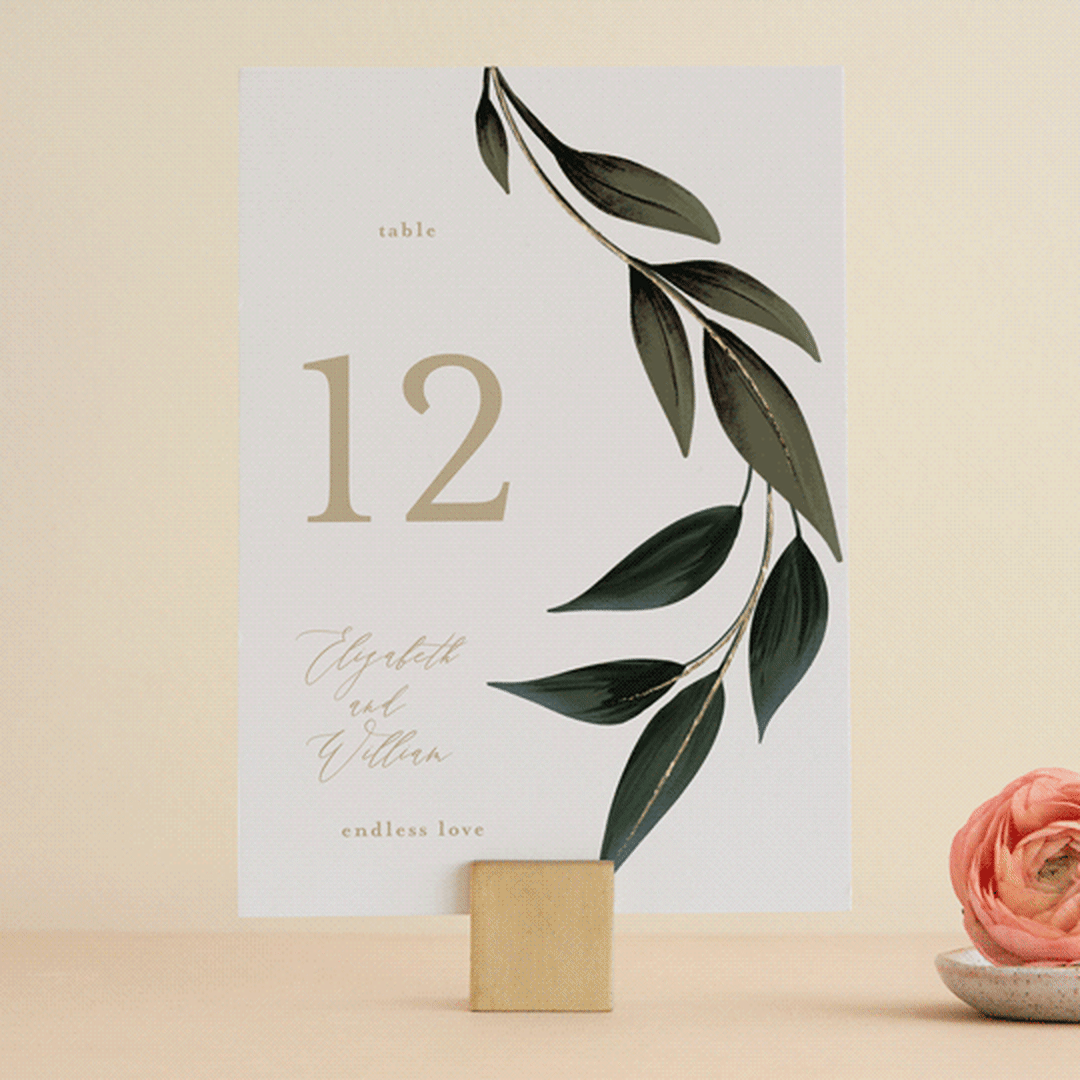 "Cascading Vine" - Table Numbers in Ivory by Susan Moyal - Front