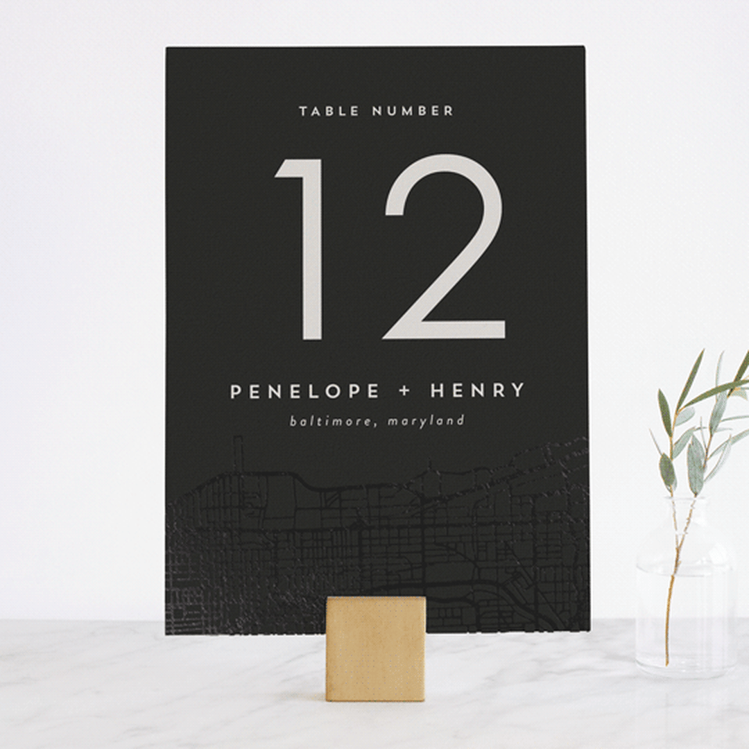 "Chicago" - Table Numbers in Onyx by Erin Deegan - Front
