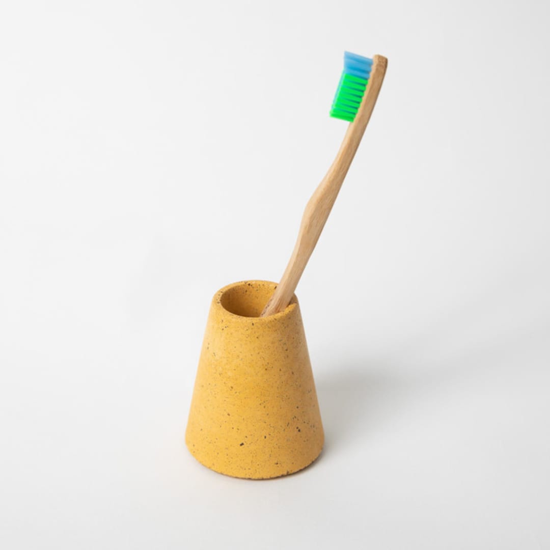 "Marigold Terrazzo Toothbrush Holder" - Belly Bands in yellow by Pretti.Cool